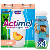 Bebida de yogur Actimel Kids sabor melocotón para fortalecer el sistema inmunitario, multipack de 4 x 100 g