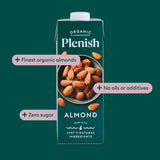 Plenish organic almond drink 1L, imported from the UK