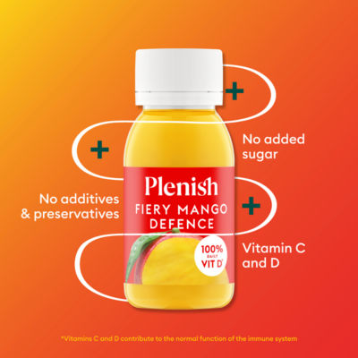 Plenish Fiery Mango Defence Shot 60ml, imported from the UK