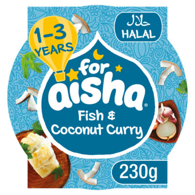 For Aisha Fish & Coconut Curry toddler meal 230g, imported from the UK
