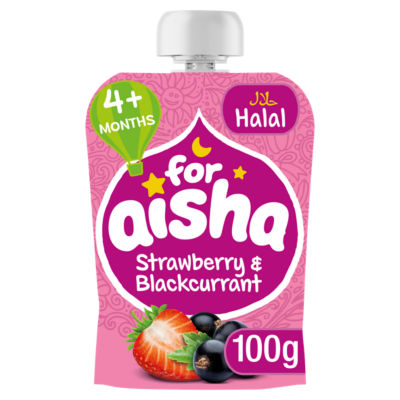 For Aisha Strawberry Blackcurrant baby puree 100g, UK version
