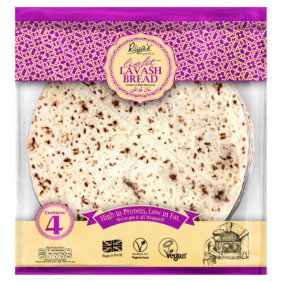 Riya's Light Lavash Bread 4 Pack, imported from the UK