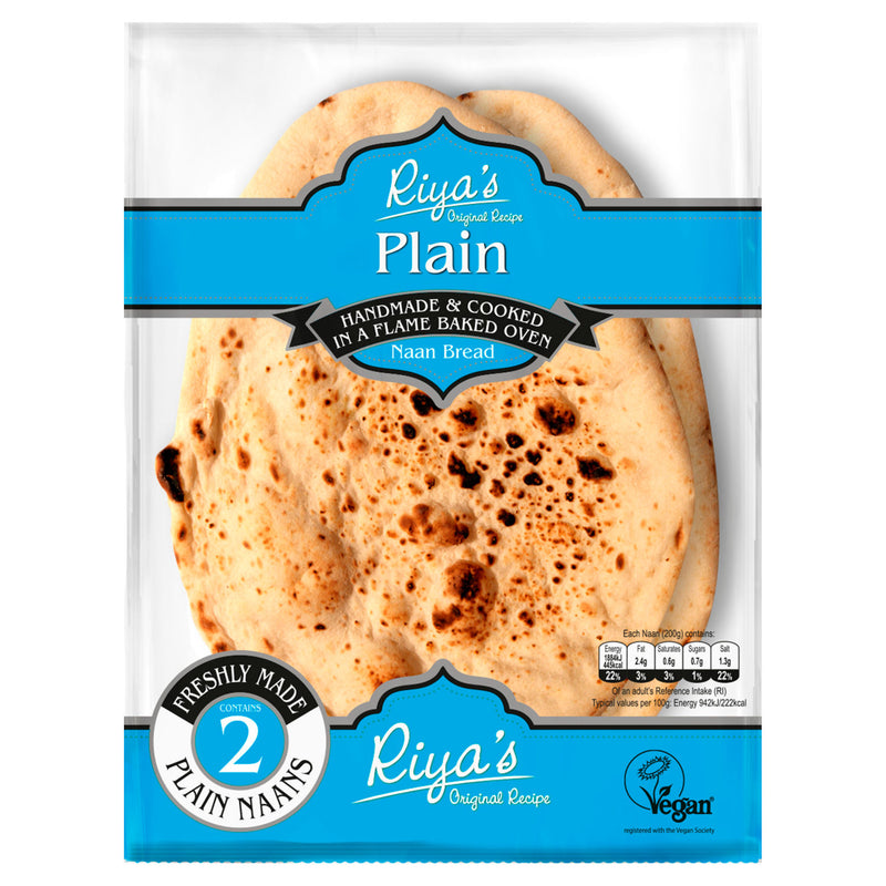 Riya's Original Recipe plain naan bread 2, imported from the UK