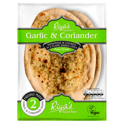 ASDA Riya's Original Recipe 2 Garlic & Coriander Naan Bread- Buy online at McGrocer