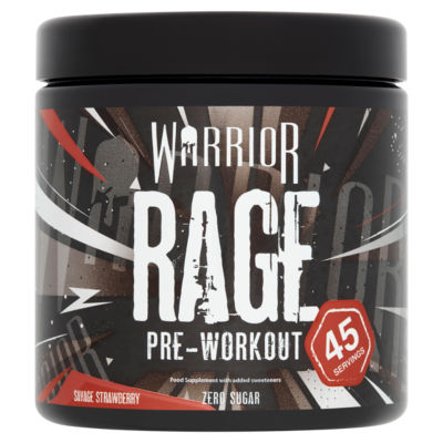Warrior Rage pre-workout supplement Savage Strawberry 392g (British brand)