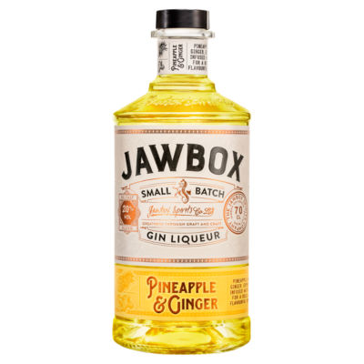 Jawbox Pineapple & Ginger gin liqueur 70cl, imported from the UK