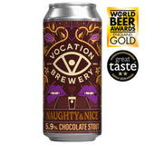Vocation Naughty & Nice Chocolate Stout 440ml, imported from the UK