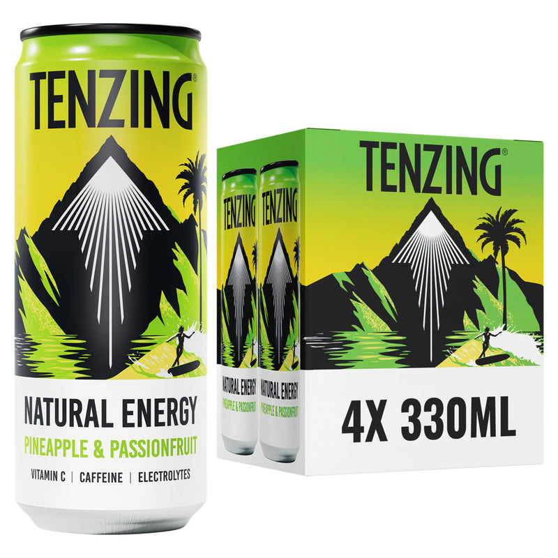 Tenzing energy drink Pineapple & Passionfruit 4 x 330ml (British brand)