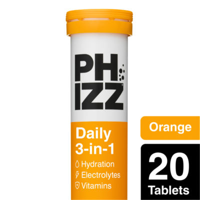 Phizz orange hydration tablets 20 tablets, imported from the UK