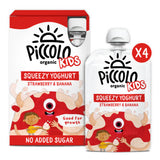 Piccolo Organic Kids Yoghurt Pouch Strawberry Banana 400g, imported from the UK