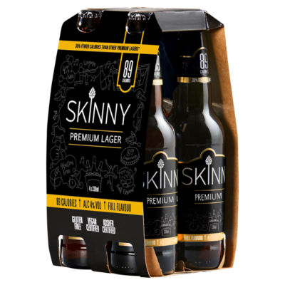 Skinny Brands Premium Lager 4 x 330ml, imported from the UK