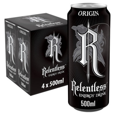 Relentless Origin energy drink 4 x 500ml, imported from the UK