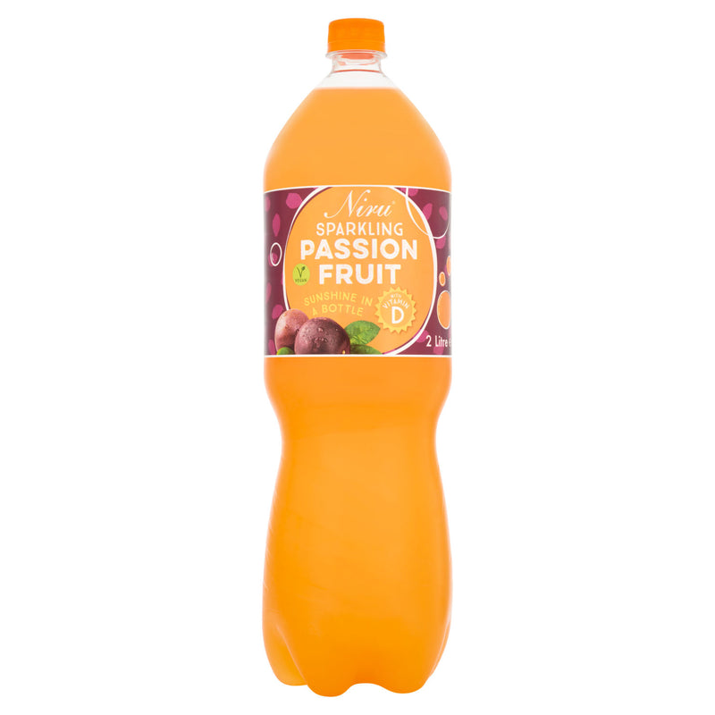 Niru passion fruit carbonated drink 2 litre, imported from the UK