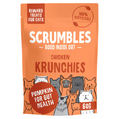 Scrumbles Krunchies Chicken cat treats 60g (British brand)