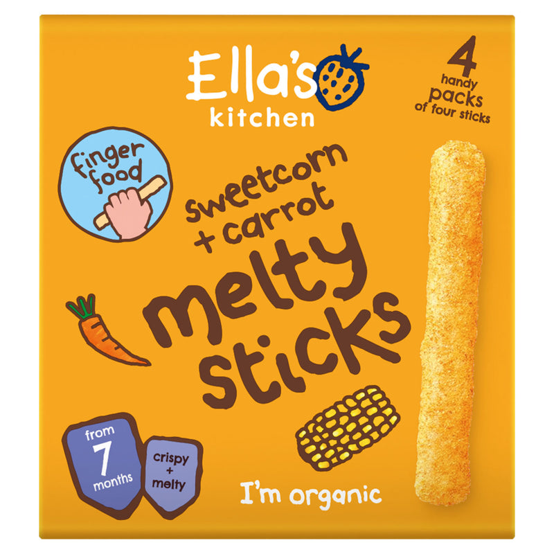 Ella's Kitchen sweetcorn and carrot melty sticks 24g - British product