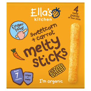 Ella's Kitchen Organic Sweetcorn and Carrot Melty Sticks Multipack Baby Snack 7+ Months