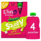 Ella's Kitchen Pear + Cucumber Squishy Snack Organic Toddler Snack 4 x 100g (400g)
