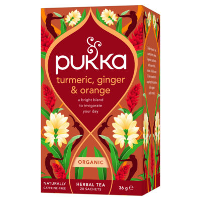 Pukka organic turmeric ginger tea 20 bags, imported from the UK