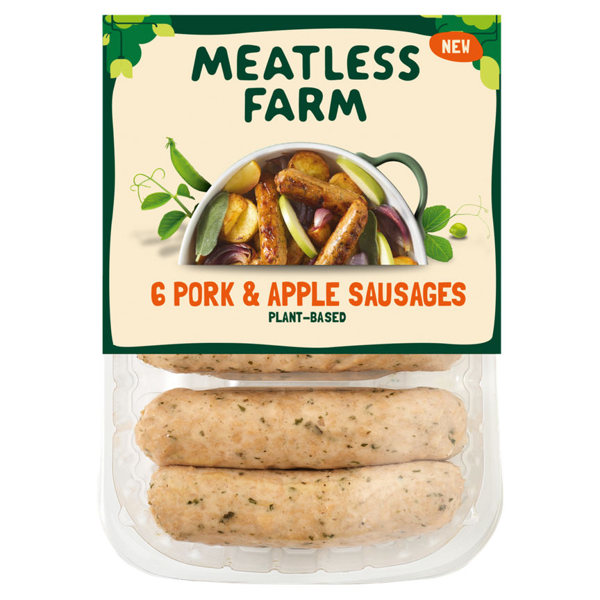 Meatless Farm 6 Pork & Apple Sausages 300g GOODS ASDA   