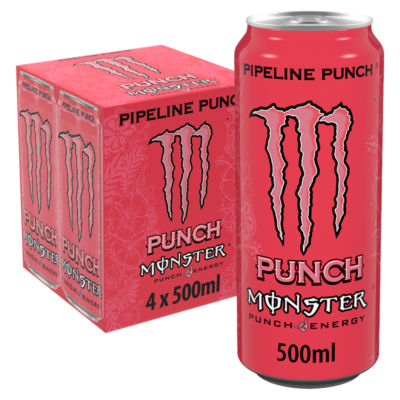 Monster Pipeline Punch Energy Drink 4 x 500ml, imported from the UK