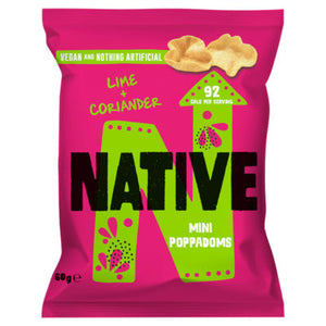 Native Mini Poppadoms Lime + Coriander Snack 60g
