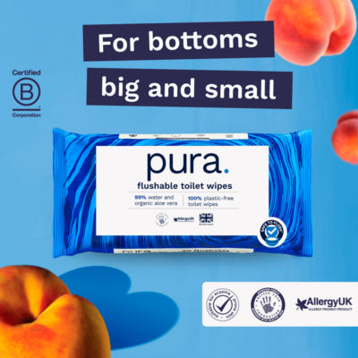 Pura flushable toilet wipes 40 wipes, UK version