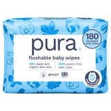 Pura flushable baby wipes 180 count, UK version