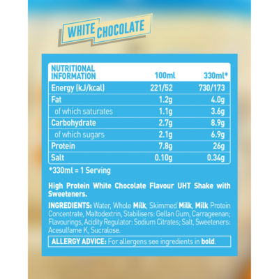 Grenade white chocolate protein shake 330ml, UK version
