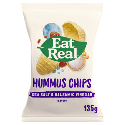 ASDA Eat Real Hummus Chips Sea Salt & Balsamic Vinegar Flavour 135g- Buy online at McGrocer