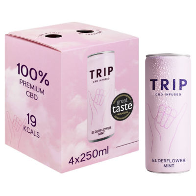 TRIP CBD Holunderblüte Minze Getränk 4 x 250ml (Britische Marke)