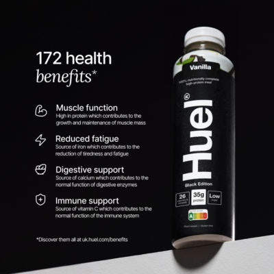 Huel Black Edition Vanilla meal replacement 500ml bottle, UK version