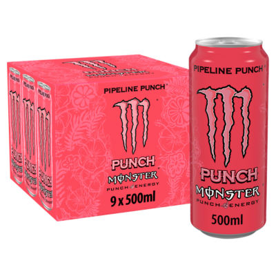 Monster Pipeline Punch energy drink 9 x 500ml, imported from the UK