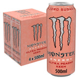 ASDA Monster Ultra Peachy Keen Zero Sugar Energy Drink 4 x 500ml- Buy online at McGrocer