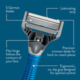 Harry's Men's Indigo Blue 5 Blade Razor and 10 Blades, UK version