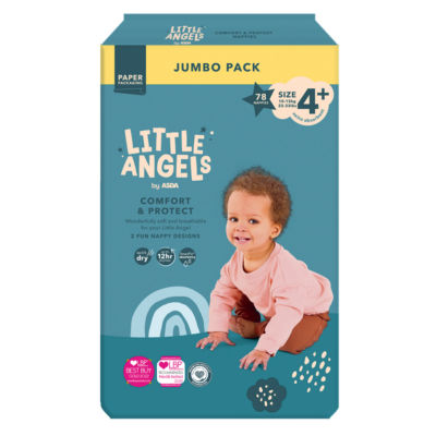 Little Angels by ASDA baby nappies size 4+, imported from the UK