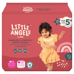 Little Angels by ASDA Comfort & Protect Size 5+ 14-20kg 36 Baby Nappy Pants