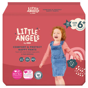 Little Angels by ASDA Comfort & Protect Size 6+ Baby Nappy Pants 32 Pack