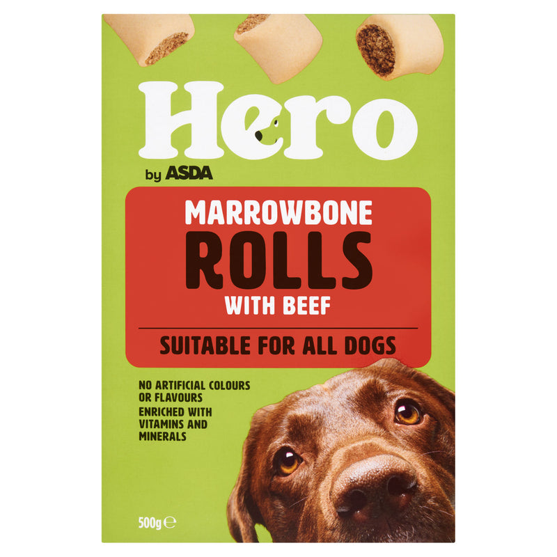 Hero by ASDA Marrowbone Rolls with Beef dog treats 500g, UK version