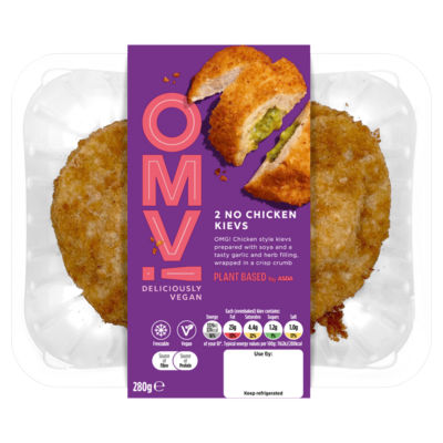 OMV! Vegan No Chicken Kievs 280g, imported from the UK