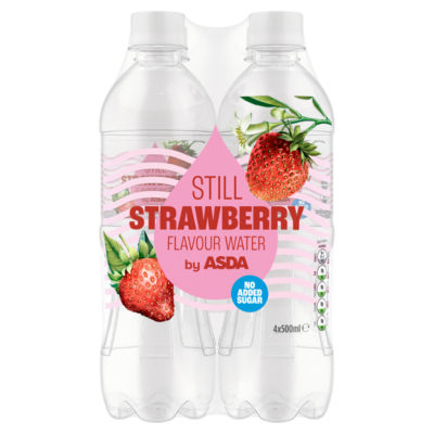 ASDA Still Strawberry Flavour Water 4 x 500ml - British product