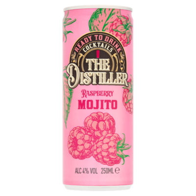 The Distiller raspberry mojito canned cocktail 250ml (British brand)