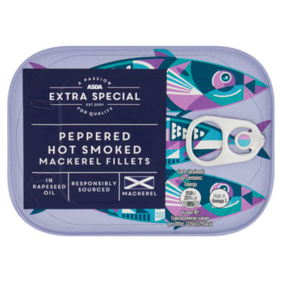 ASDA peppered hot smoked mackerel fillets 110g - British product