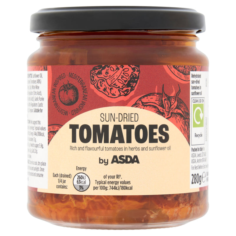 ASDA sun-dried tomatoes in sunflower oil 280g - British product