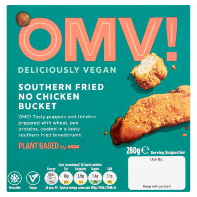 OMV! Vegan Southern Fried No Chicken Bucket 280g, imported from the UK