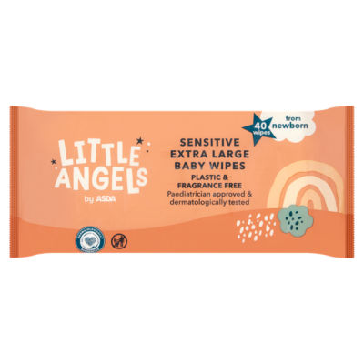 ASDA Little Angels Sensitive Extra Large Baby Wipes 40 Pack - British product