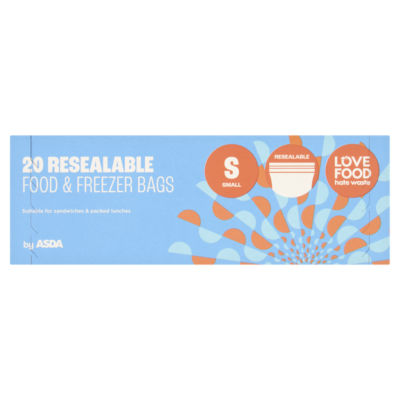 ASDA small resealable food and freezer bags 20 pack - British product