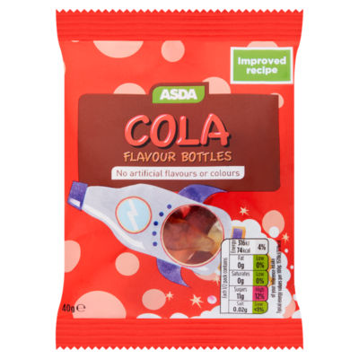 ASDA cola flavour bottles 40g - British product
