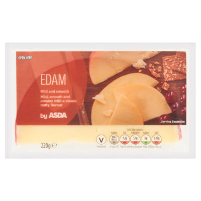 ASDA Edam Hard Cheese Medium Fat 220g - British product