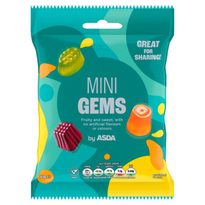 ASDA Mini Gems fruit flavour gums 160g - British product