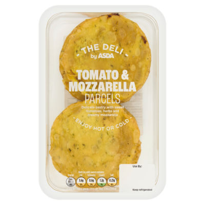 ASDA tomato mozzarella parcels 108g, imported from the UK